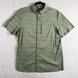 Arc'teryx Riel Shirt Mens Medium Green Plaid Button Up Hiking Outdoor